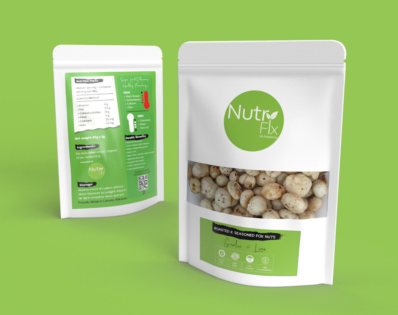 Roasted and Seasoned Fox nuts ( Garlic and Lime) - 11412