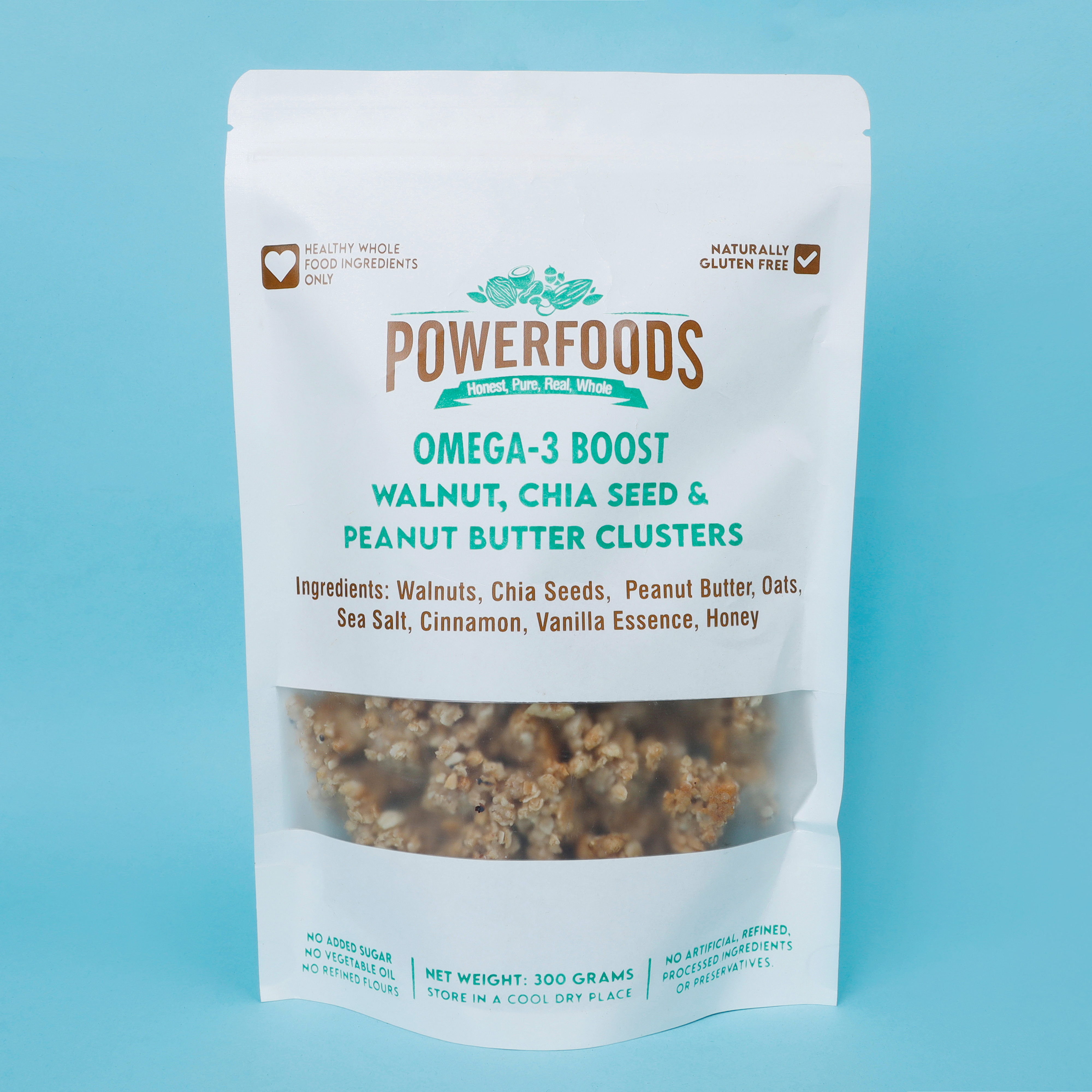 Omega 3 Boost Walnut Chia Seed & Peanut Butter Clusters 300g - 11391