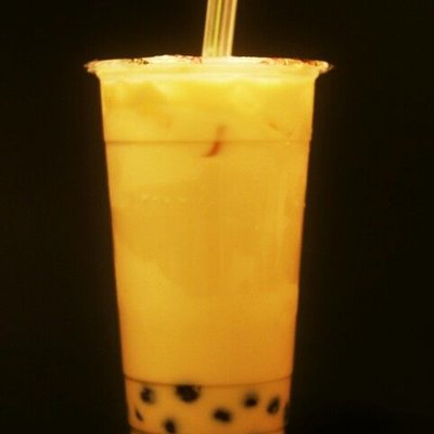 Red Bull ice tea with popping boba 