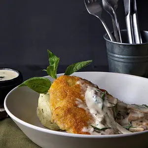 Parmesan Crusted Chicken with Buttered Veggies