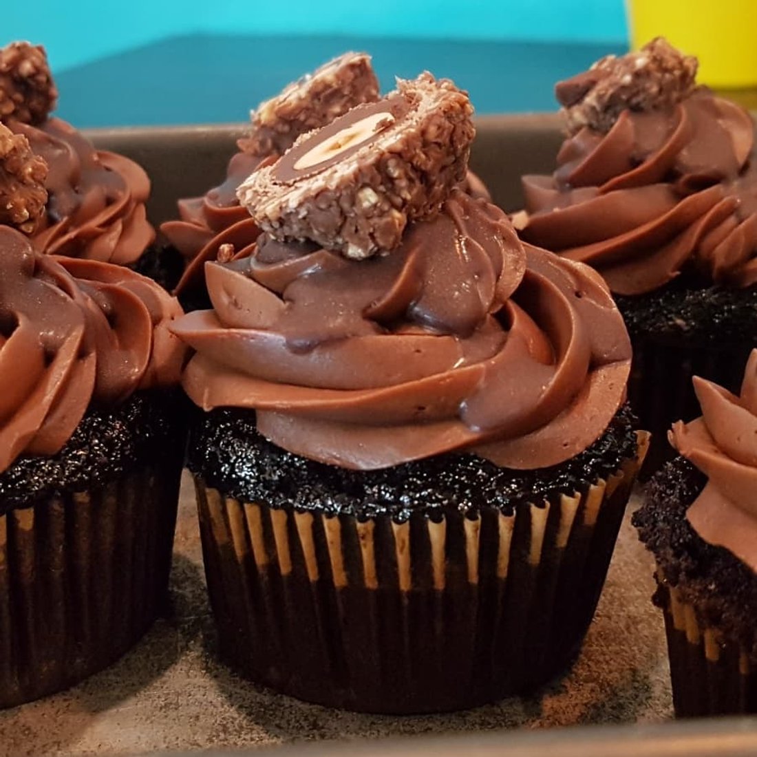 Nutella Drip Cupcakes with Ferrero Rochers