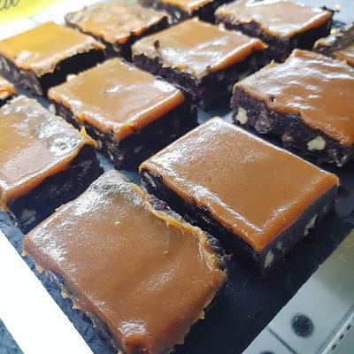 Salted Caramel Brownie with Walnuts