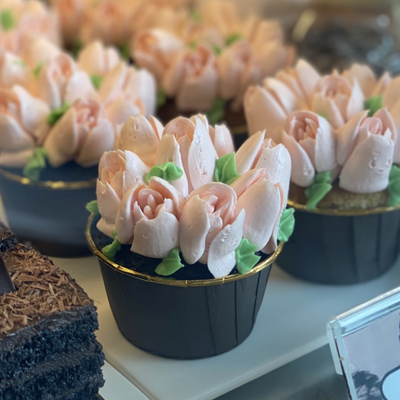 Floral Pink Tulip Cupcake 
