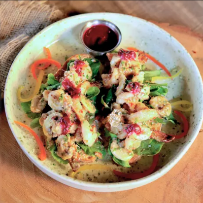 Prawn Tartine in Beetroot Sauce