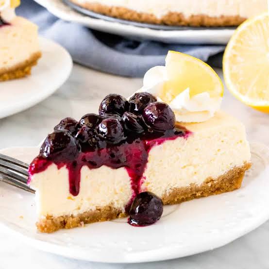 Cheesecake with Blueberry Compote