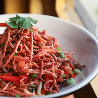 Beet Root Beef Noodles